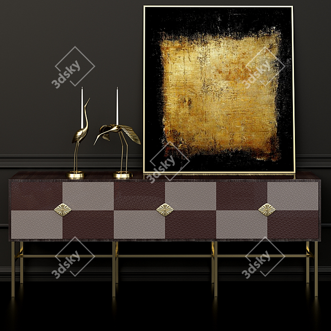 Modern Brown Entertainment Console 3D model image 1