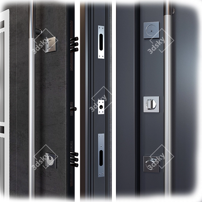 Modern Stainless Steel Entrance Door 3D model image 2