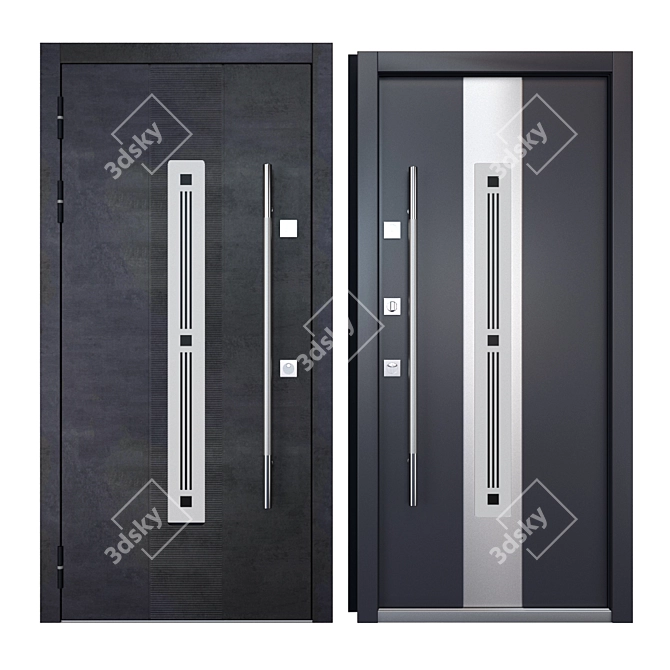 Modern Stainless Steel Entrance Door 3D model image 3