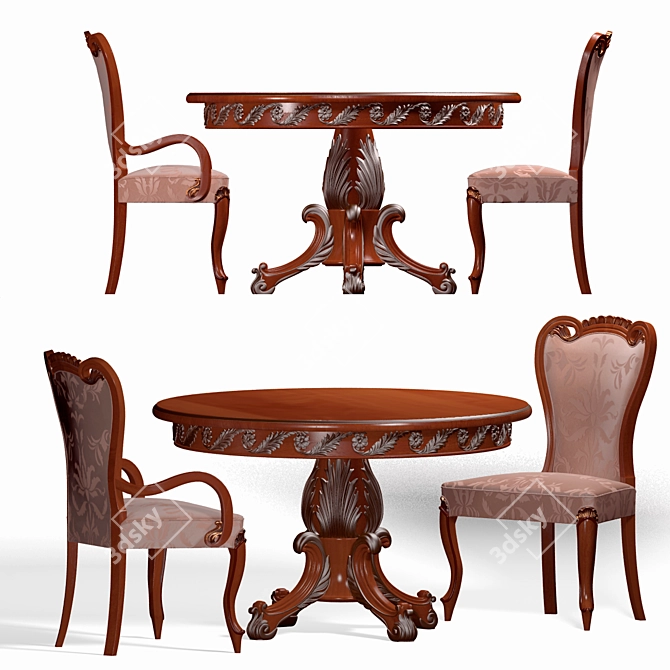 Rampoldi Creations Dining Table and Chairs Set 3D model image 1