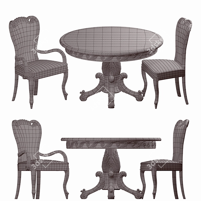 Rampoldi Creations Dining Table and Chairs Set 3D model image 3