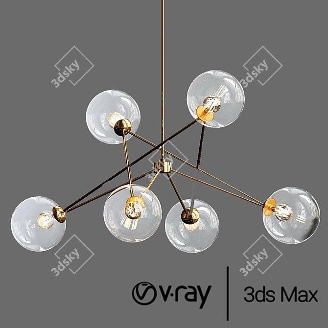 Luxury Leaf Design Chandelier 3D model image 2