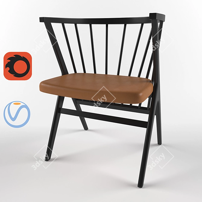 Ink Leather Chair | Stylish and Comfortable 3D model image 1