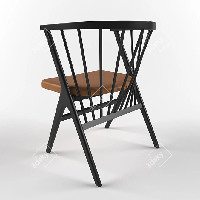 Ink Leather Chair | Stylish and Comfortable 3D model image 2