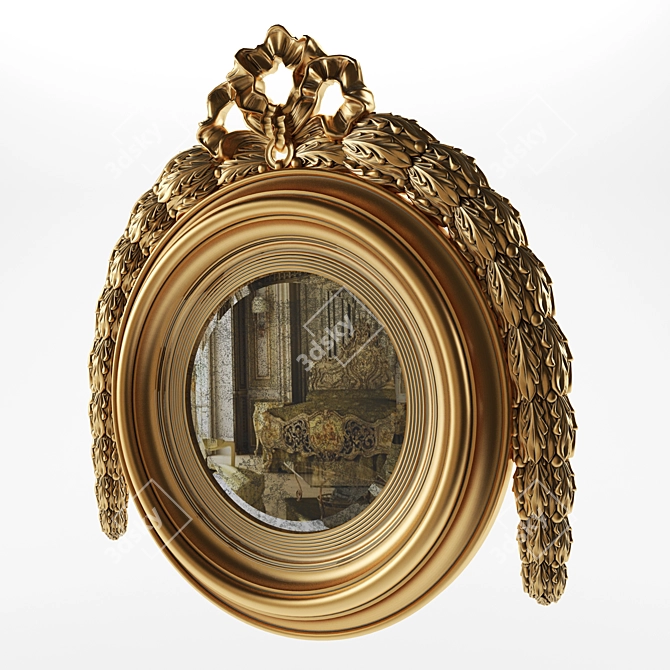 Vintage Round Garland Mirror 3D model image 1