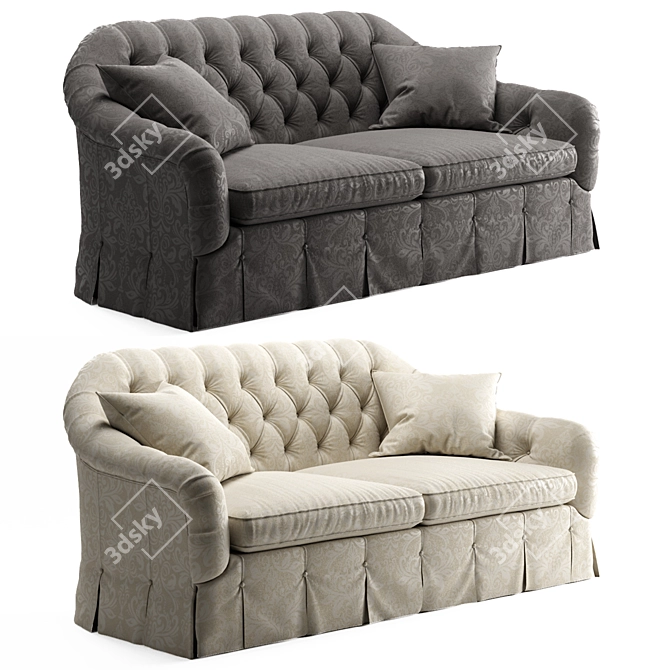 Elegant Peyton Scroll-Back Sofa 3D model image 1