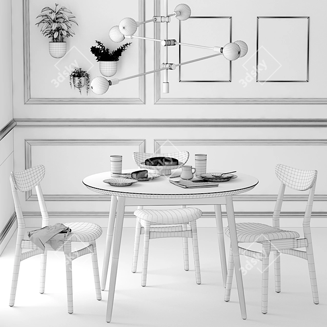 Elegant Cafe Dining Set - West Elm 3D model image 3