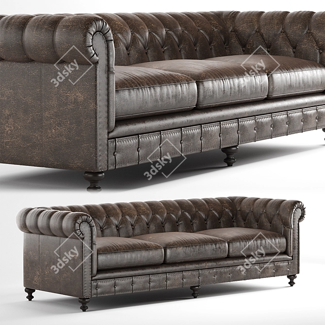 Elegant London Club Sofa 3D model image 1