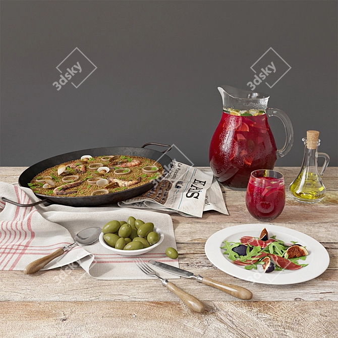 Classic Seafood Paella | Authentic Spanish Rice Dish 3D model image 1