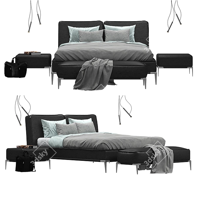 Luxury Elegance: Elica Roche Bobois Bed Set 3D model image 1