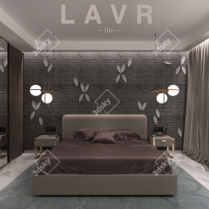  Leafy Elegance: Lavr Decorative Tile 3D model image 3