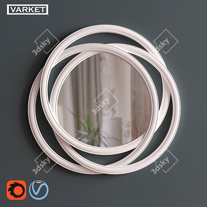 OM Three Rings Mirror: Elegant, Contemporary Design 3D model image 1