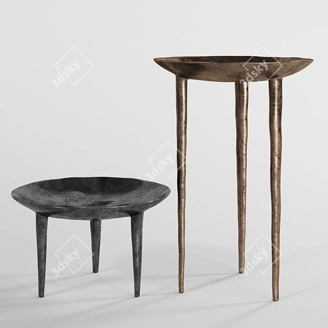 Rick Owens Bronze Nitrate Side Tables 3D model image 1