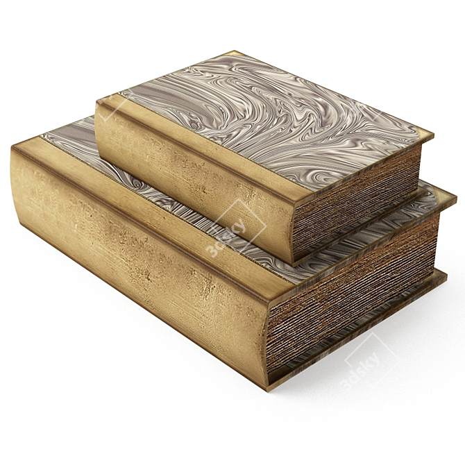 Vintage-Inspired Brown Book Boxes 3D model image 1