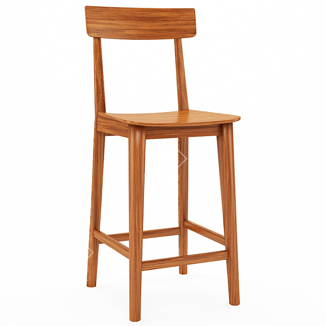 Eco-Friendly Bamboo Bar Stool 3D model image 1