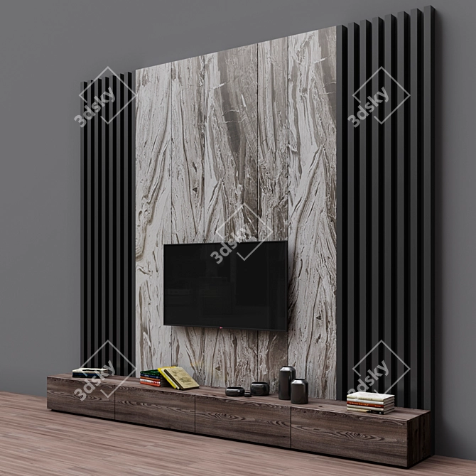Zona 10 TV Stand: Sleek, Stylish, Spacious 3D model image 2
