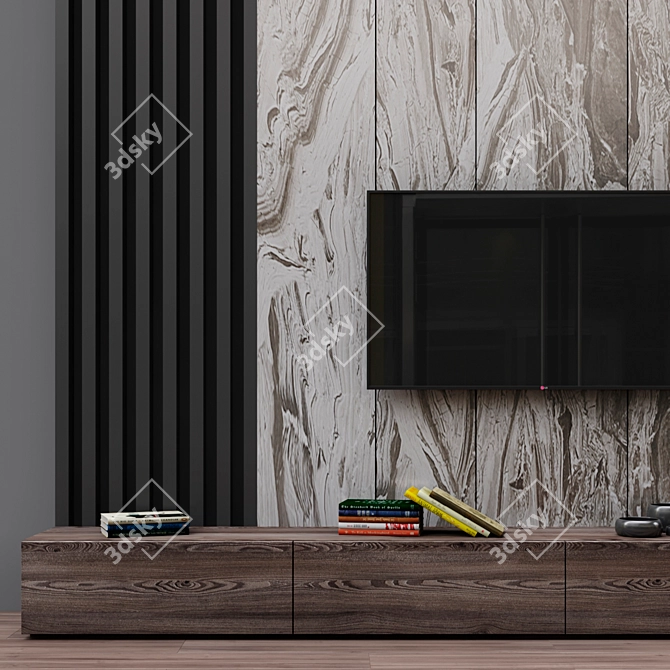 Zona 10 TV Stand: Sleek, Stylish, Spacious 3D model image 3