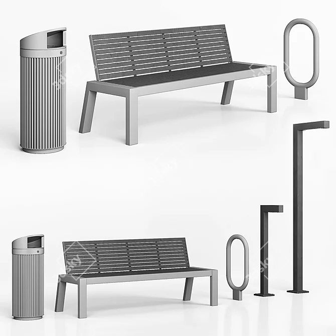 Urban Outdoor Furniture Set 3D model image 1