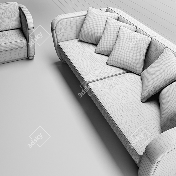 Contemporary Ebony Makassar Shell Sofa & Armchair: Francesco Molon Bond Collection 3D model image 3