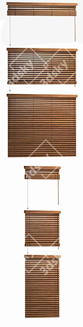 Premium Wooden Blinds, 50mm - 2 Width Options 3D model image 2