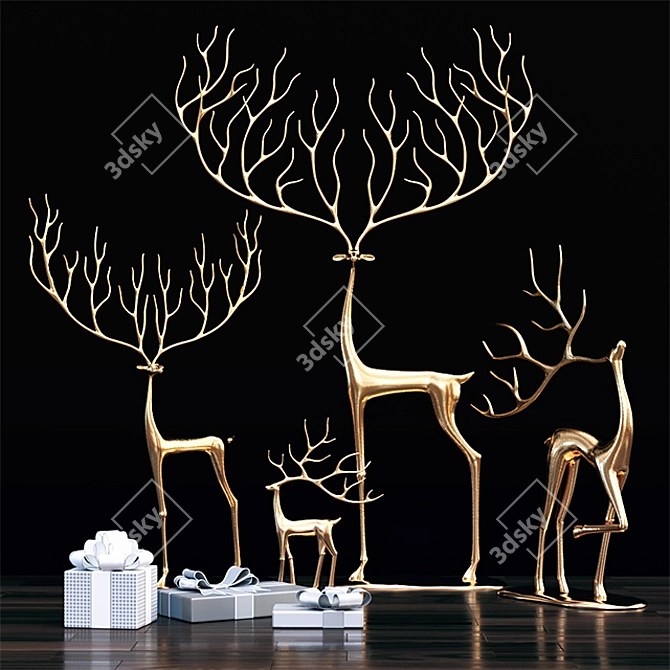 Charming Reindeer Decor Set 3D model image 1