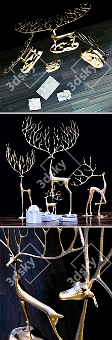 Charming Reindeer Decor Set 3D model image 2