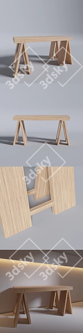 Realistic Modern Wood Table 02 3D model image 2