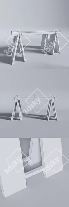 Realistic Modern Wood Table 02 3D model image 3