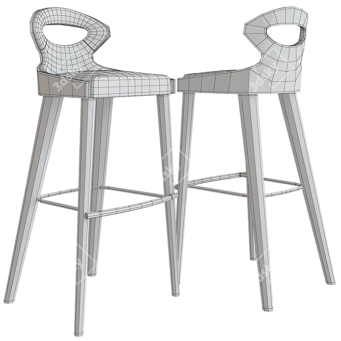 Elegant Paddle Barstool 3D model image 2