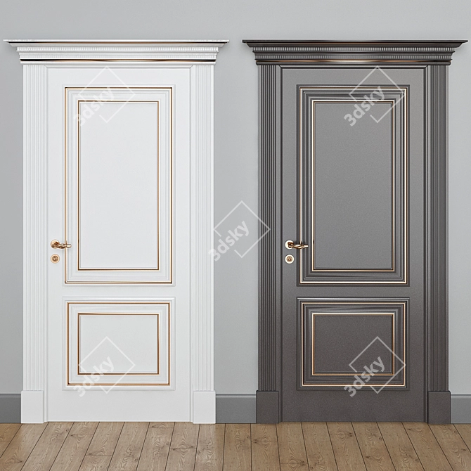 Elegant Pine Interior Doors 3D model image 1