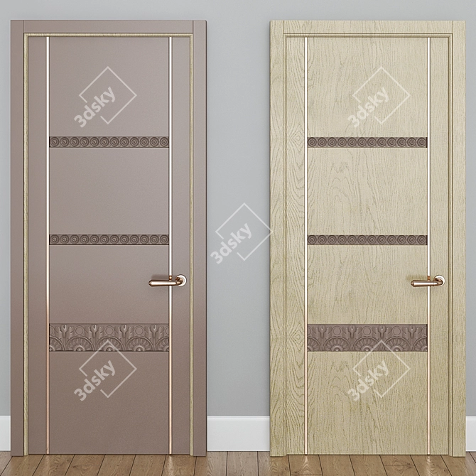 Sleek Wood Interior Doors 3D model image 1