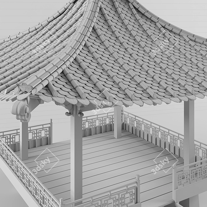 Korean Garden Gazebo 3D model image 3