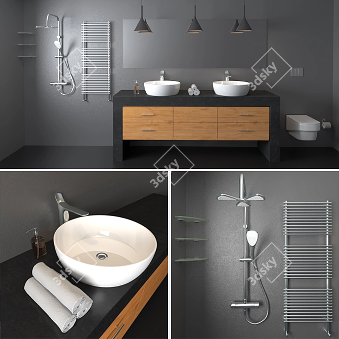 Modern Bathroom Furniture Set 3D model image 1