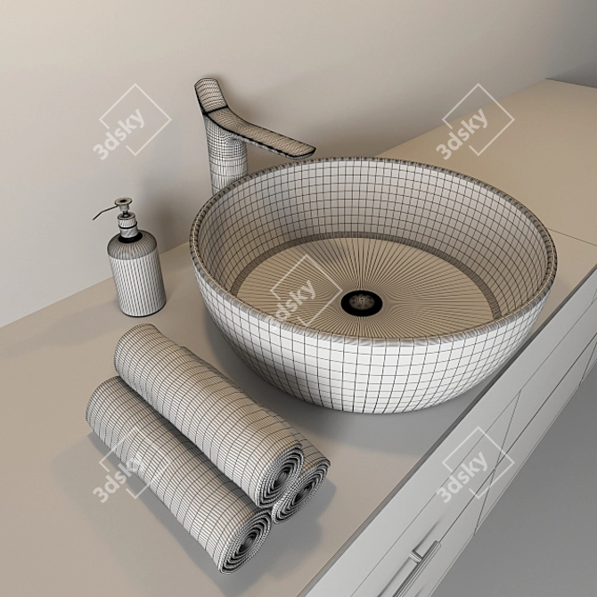 Modern Bathroom Furniture Set 3D model image 2