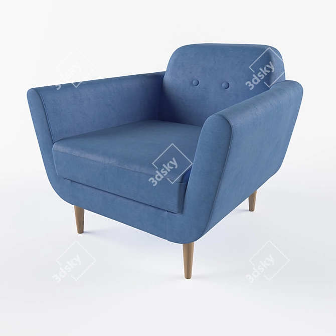 Modern Upholstered Armchair 3D model image 2