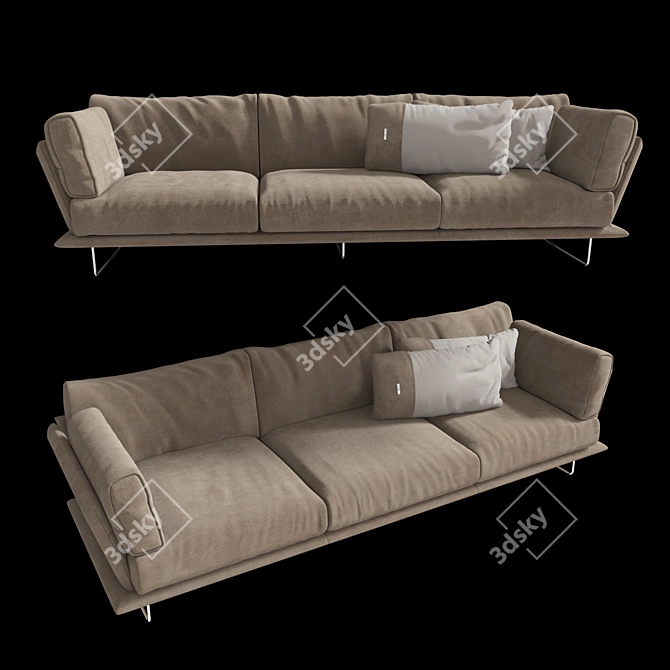 Elegant Vessel Sofa: 103" W x 37" D x 31" H 3D model image 1