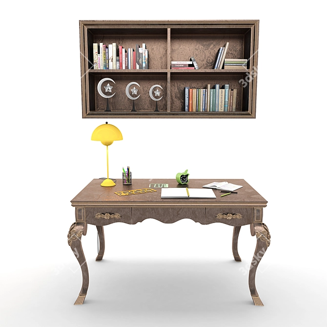 Elegant Venedik Study Desk 3D model image 2