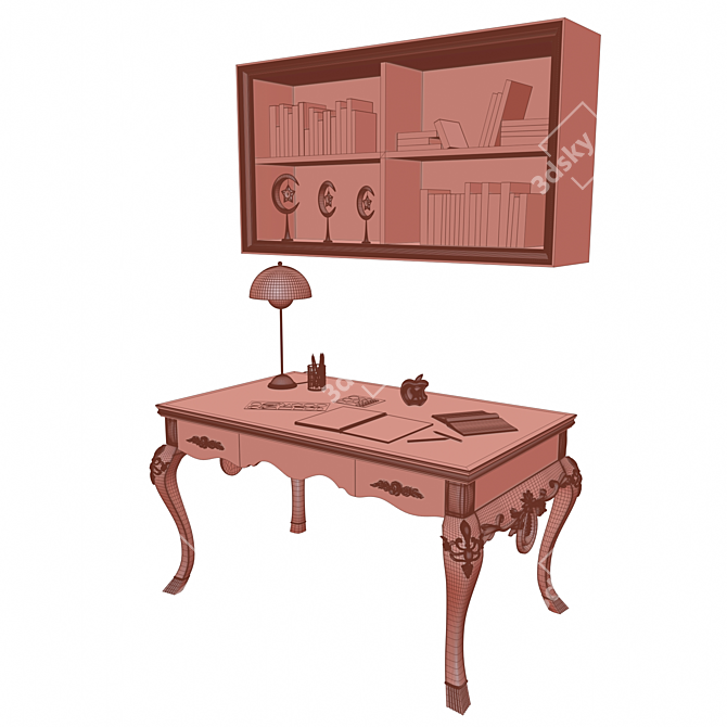 Elegant Venedik Study Desk 3D model image 3