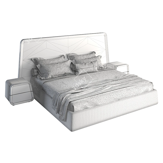 Elegant Mano Bed with Repossi Night Table Set 3D model image 2