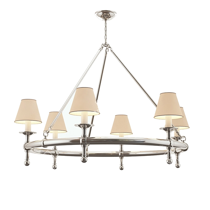 Elegant Polished Nickel Ring Chandelier 3D model image 1