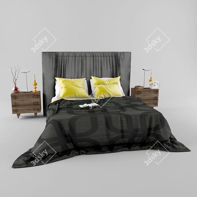 Italian Made Bed 3D model image 1