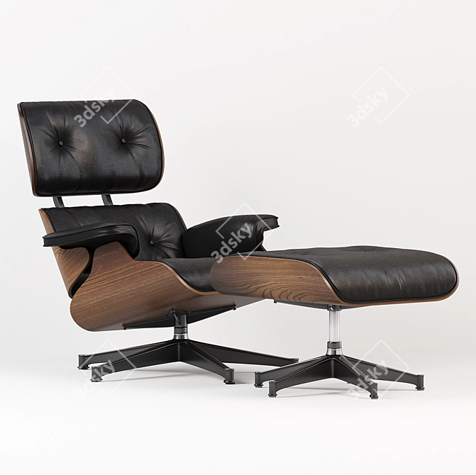 Modern Eames Lounge Chair Set 3D model image 1