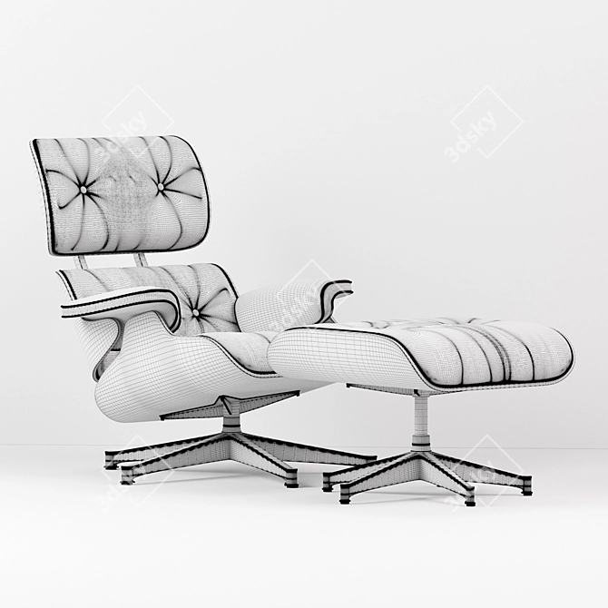 Modern Eames Lounge Chair Set 3D model image 3