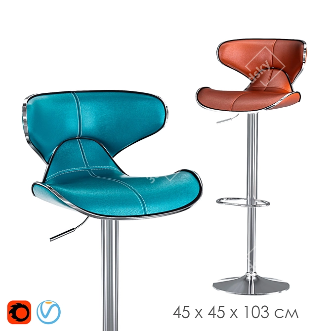 Adjustable Faux Leather Swivel Barstools 3D model image 1