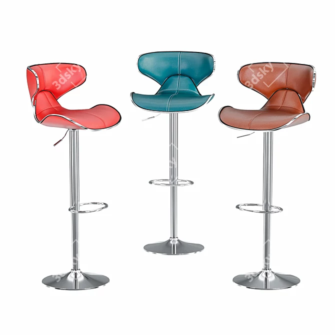 Adjustable Faux Leather Swivel Barstools 3D model image 2