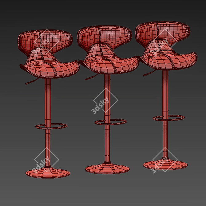 Adjustable Faux Leather Swivel Barstools 3D model image 3