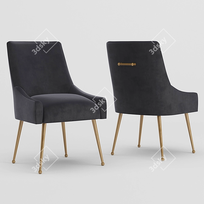 Luxurious Grey Velvet Side Chair 3D model image 1