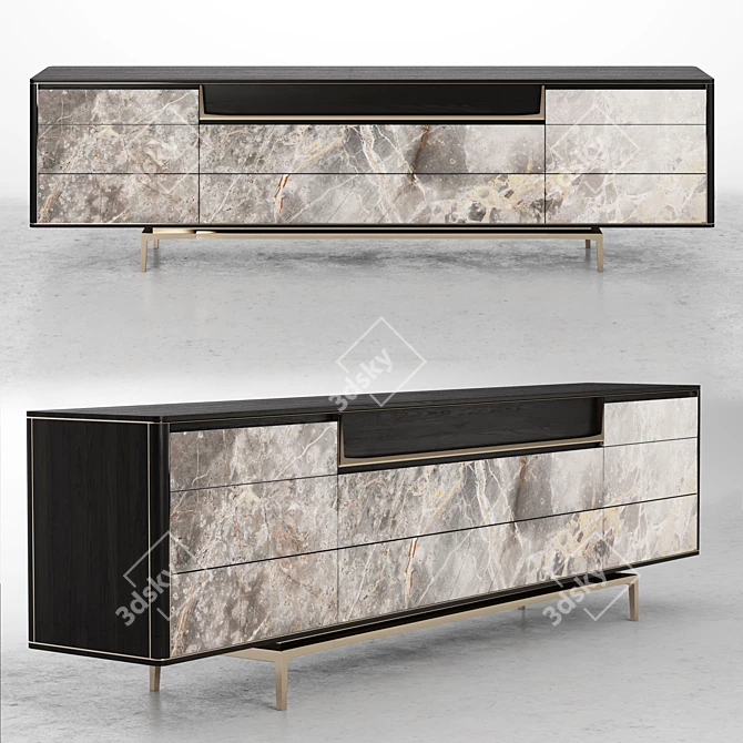 Title: Visionnaire BARNEY Modern Lacquered Sideboard 3D model image 1