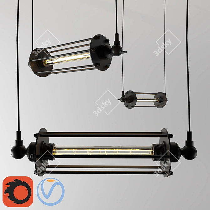 Sleek Logan Pendant Lamp 3D model image 1