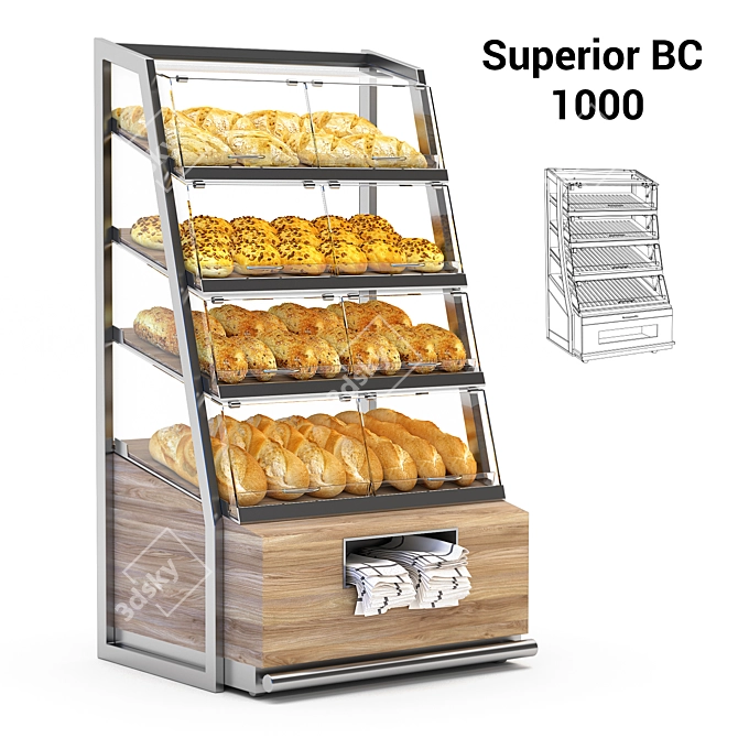 Superior Bread Display Rack 3D model image 1